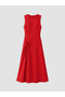 LCW Comfort Red Plain Loose & Oversized Oval-Neck Long Evening Gown—The ALITA CITY Difference - 5