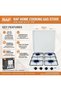 R.8506 Table Top Gas Stove 4 Burners, 490mm Portable Cooktop with Cover Lid, White