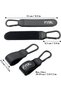 Stroller Hooks - Leather Buggy Clips, Black (2 Pack) - 5