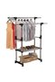 Expandable Double Rod Garment Rack 85-140 cm with Wheels and Bottom Shelves, 150 cm Tall - 3