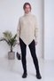 Women's Relaxed Fit Asymmetrical-Cut Sweater with a Turtleneck—Red, Brown, Gray, Burgundy, White, Beige, Anthracite - 2