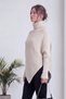 Women's Relaxed Fit Asymmetrical-Cut Sweater with a Turtleneck—Red, Brown, Gray, Burgundy, White, Beige, Anthracite - 5