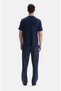 Men's Navy Blue Short Sleeve Pajama Suit - 5