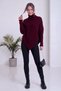 Women's Relaxed Fit Asymmetrical-Cut Sweater with a Turtleneck—Red, Brown, Gray, Burgundy, White, Beige, Anthracite - 4
