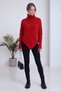 Women's Relaxed Fit Asymmetrical-Cut Sweater with a Turtleneck—Red, Brown, Gray, Burgundy, White, Beige, Anthracite - 4