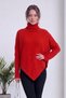 Women's Relaxed Fit Asymmetrical-Cut Sweater with a Turtleneck—Red, Brown, Gray, Burgundy, White, Beige, Anthracite - 5