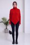 Women's Relaxed Fit Asymmetrical-Cut Sweater with a Turtleneck—Red, Brown, Gray, Burgundy, White, Beige, Anthracite - 2