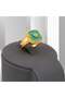 Gold Substitute Ring with Green Malachite Stone - 3