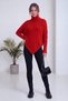 Women's Relaxed Fit Asymmetrical-Cut Sweater with a Turtleneck—Red, Brown, Gray, Burgundy, White, Beige, Anthracite - 6