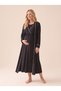 Piped Long-Sleeved Nightgown and Robe Set for Pregnant and New Mothers - 2