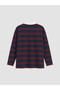 Two Mt Shop Quality Lcw Modest Navy Blue 2 Thread Striped Oversize Women's Sweatshirt Tunic - 6