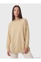 TWO MT SHOP QUALITY Beige 2-Ply Brushed Inside Corduroy Printed Comfortable & Relaxed Women's Sweatshirt Tunic