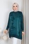 Women's Silk Kupra Mercerized Knitwear Tunic with Side Zipper Detail - 5