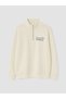 TWO MT SHOP QUALITY XSIDE Beige Embroidered Oversized Women's Thick Sweatshirt - 5