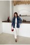Women's Denim Jacket with Beaded Embroidery on the Front and Back Sleeves - 4