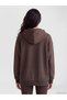 TWO MT SHOP QUALITY XSIDE Brown 3-Ply Brushed Inside Plain Oversized Women's Zipper Sweatshirt - 4