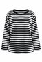 Women's Black and White Striped Plus-Size Crew Neck Drop-Shoulder Oversized Blouse HZL26S-ZSS0504 - 6