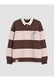 TWO MT SHOP QUALITY XSIDE Brown Embroidered Oversized Women's Polo-Collar Sweatshirt - 6