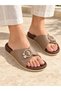 Women's everyday buckled slippers with gemstones - 3
