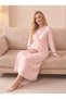 Piped Long-Sleeved Nightgown and Robe Set for Pregnant and New Mothers - 4