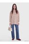 TWO MT SHOP QUALITY LCW Modest Mixed 3-Thread Striped Loose & Oversized Women's Sweatshirt Tunic - 2