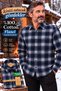 Men's Classic Oversized Wool Flannel Long-Sleeve Plaid Cotton Shirt with Pockets