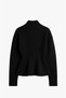 Black Mock Neck Peplum Cardigan - 2
