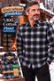 Men's Classic Oversized Wool Flannel Long-Sleeve Plaid Cotton Shirt with Pockets