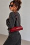 Women's Shiny Leather-Look Baguette Shoulder Bag - 3