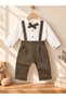 100% Cotton Black Baby & Kids Salopet Shirt Bow Tie Set - 2
