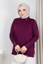 Women's Ruffle Detail Rayon-Mercerized Knit Sweater Tunic
