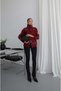 Burgundy Droplet-Checkered Knit Cardigan - 3