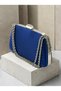 Cobalt Blue Stone Satin Silver-Chain-Accented Women's Evening Clutch Bag for Weddings and Engagements - 4
