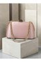 Powder Pink Satin Clutch Bag with Stone-Embellished Design and Gold Accents, Chain Strap, for Women—Evening Wear, Weddings, and Engagements - 5