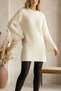 Women's Crew Neck Long-Sleeve Basic Corded Fabric Knit Dress - 2