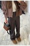 Women's High-Waisted Leather Palazzo Pants - 3