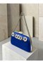 Cobalt Blue Stone Satin Silver-Chain-Accented Women's Evening Clutch Bag for Weddings and Engagements - 3