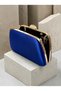 Cobalt Blue Stone Satin Clutch Bag with Gold Accents and Chain Strap for Women—Evening Wear, Weddings, and Engagements - 6