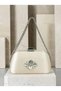 Ecru Satin Clutch Bag with Stone-Embellished Design and Silver Accents, Chain Strap, for Women—Evening Wear, Weddings, and Engagements - 3