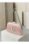 Powder Pink Satin Clutch Bag with Stone-Embellished Design and Silver Accents, Chain Strap, for Women—Evening Wear, Weddings, and Engagements - 3