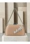 Women's Evening Clutch Bag with 10 Stones, Satin, Silver Accents, and Chain Strap—Perfect for Weddings and Engagements - 2