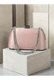 Powder Pink Satin Clutch Bag with Stone-Embellished Design and Silver Accents, Chain Strap, for Women—Evening Wear, Weddings, and Engagements - 5