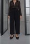 Black Ribbed Straight-Leg Pants - 2