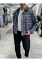 Navy Blue Plaid Zipper Jacket MRK-2351 - 3