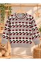 Boys' Patterned Crew Neck Stretch Knit Sweater - 5