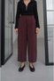 Plum-Colored Ribbed Straight-Leg Pants - 4