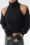 Black Turtleneck Blouse and Bolero Knit Set