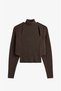 Brown Turtleneck Blouse and Bolero Knit Set - 4