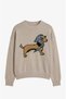 Strickpullover mit beigem Dackelmuster