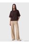 Brown Interlock Solid Oversized Short-Sleeve Women's T-Shirt, ALITA CITY Style - 2